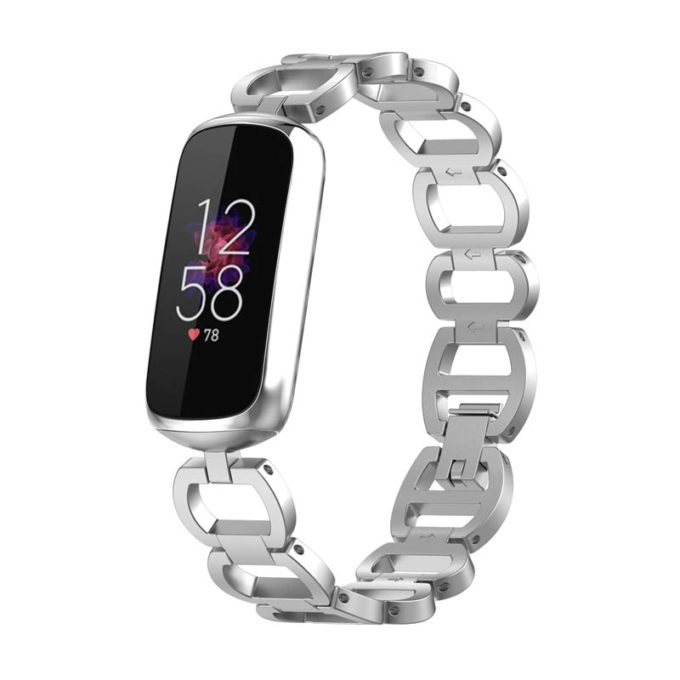 fb.m147.ss Main Silver StrapsCo Metal Alloy Link Jewelry Watch Bracelet Band for Fitbit Luxe