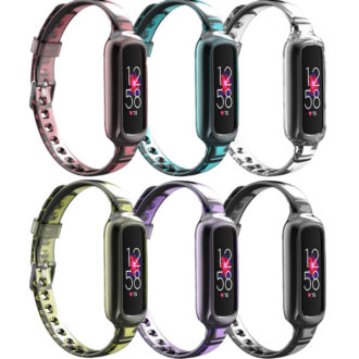 fb.r65 All Color StrapsCo Transparent TPU Rubber Watch Strap with Silver Buckle for Fitbit Luxe
