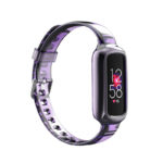 fb.r65.18 Main Purple StrapsCo Transparent TPU Rubber Watch Strap with Silver Buckle for Fitbit Luxe