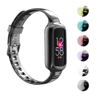 fb.r65.7 Gallery Grey StrapsCo Transparent TPU Rubber Watch Strap with Silver Buckle for Fitbit Luxe