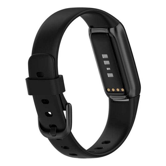 fb.r66.1 Back Black StrapsCo Single Solid Colour Silicone Rubber Watch Band Strap for Fitbit Luxe