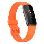 fb.r66.12 Main Orange StrapsCo Single Solid Colour Silicone Rubber Watch Band Strap for Fitbit Luxe