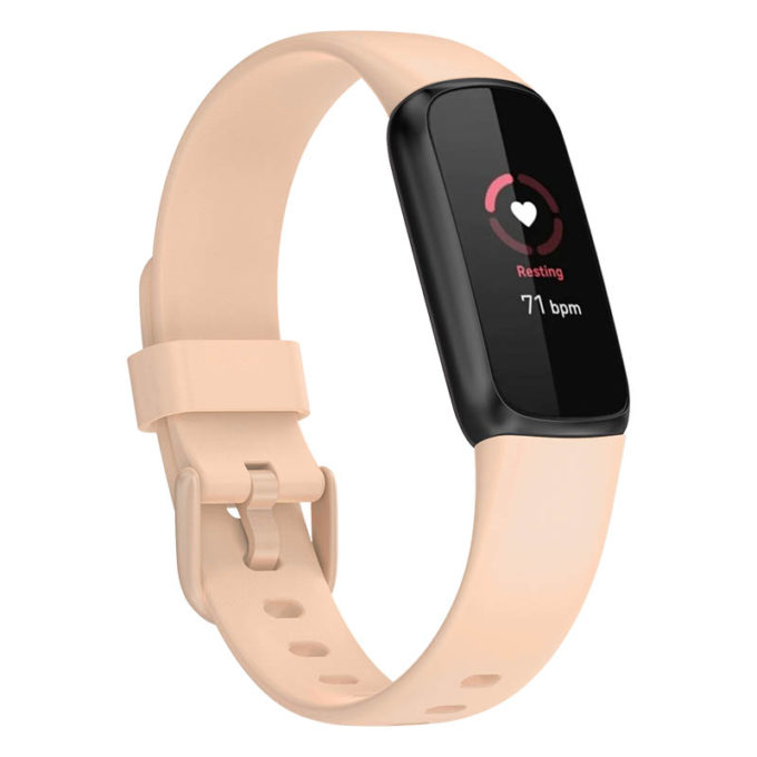 fb.r66.17 Main Beige StrapsCo Single Solid Colour Silicone Rubber Watch Band Strap for Fitbit Luxe