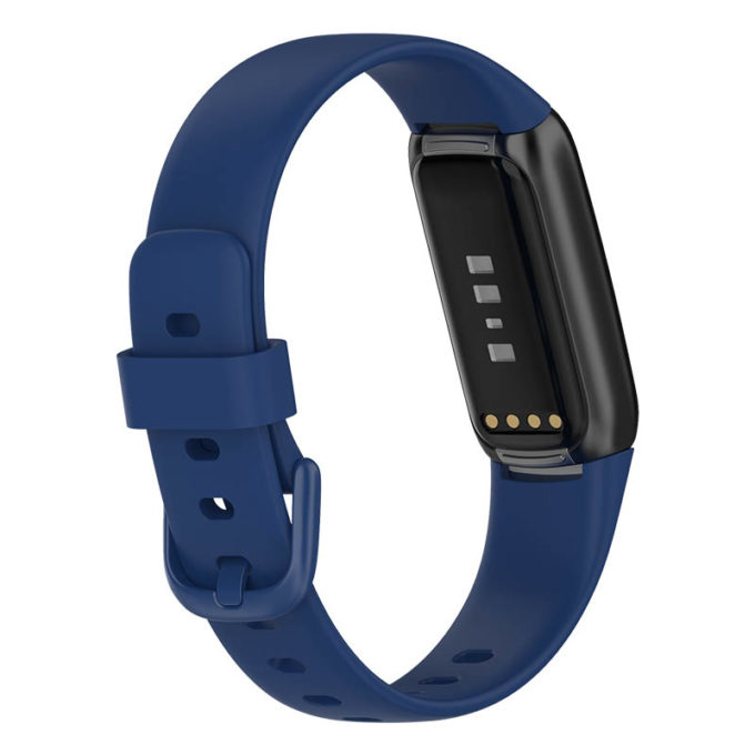 fb.r66.5 Back Navy Blue StrapsCo Single Solid Colour Silicone Rubber Watch Band Strap for Fitbit Luxe