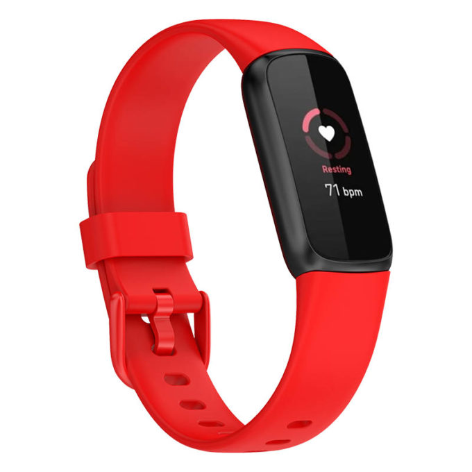 fb.r66.6 Main Red StrapsCo Single Solid Colour Silicone Rubber Watch Band Strap for Fitbit Luxe