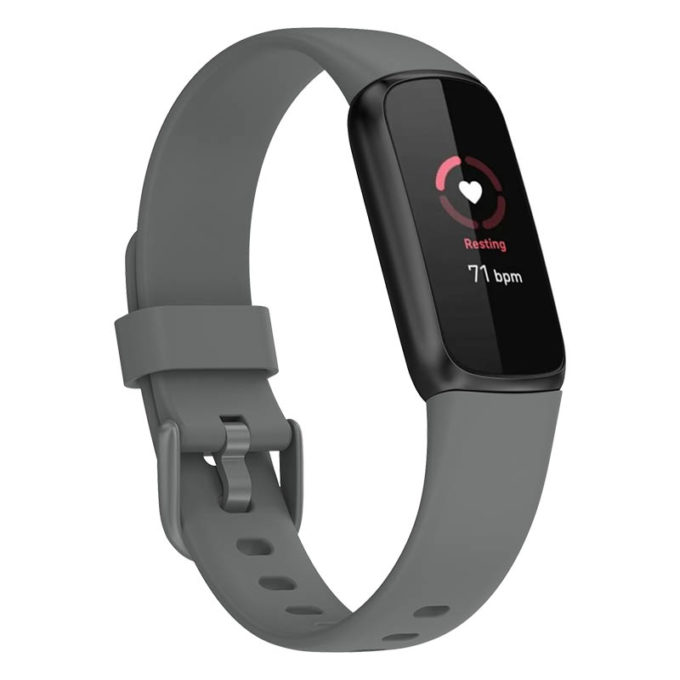 fb.r66.7 Main Grey StrapsCo Single Solid Colour Silicone Rubber Watch Band Strap for Fitbit Luxe