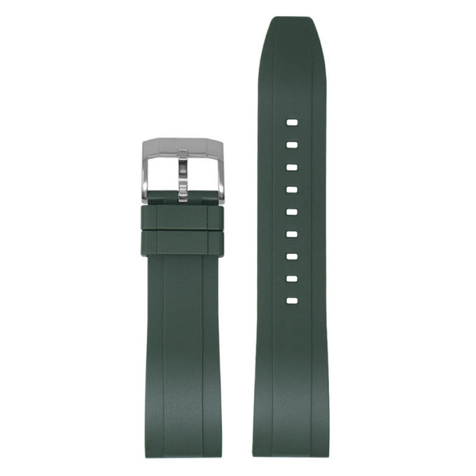 fk1.11.ps Main Green Polished Silver Buckle DASSARI FKM Rubber Quick Release Watch Band Strap 27