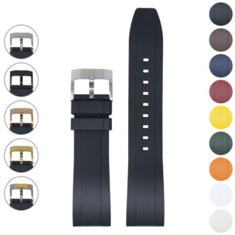 Fk1.bs Gallery Black (Polished Silver Buckle) DASSARI FKM Rubber Quick Release Watch Band Strap