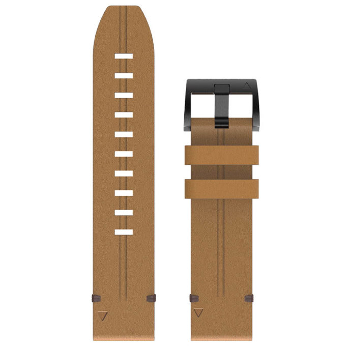 G.l9.3 Up Tan StrapsCo Genuine Thick Leather Watch Band Strap For Garmin Fenix, Forerunner, Quatix Approac
