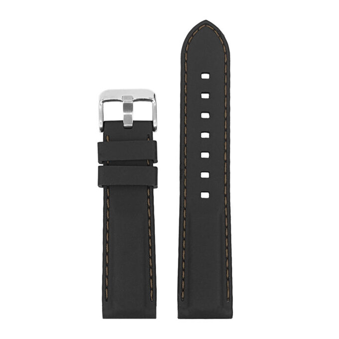 Pu1.1.2 Rubber Strap With Contrast Stitching In Black With Brown S