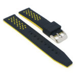 pu17.1.10 Angle Black Yellow StrapsCo Contrasting Perforated Silicone Rubber Watch Band Quick Release Strap