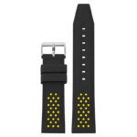 pu17.1.10 Main Black Yellow StrapsCo Contrasting Perforated Silicone Rubber Watch Band Quick Release Strap