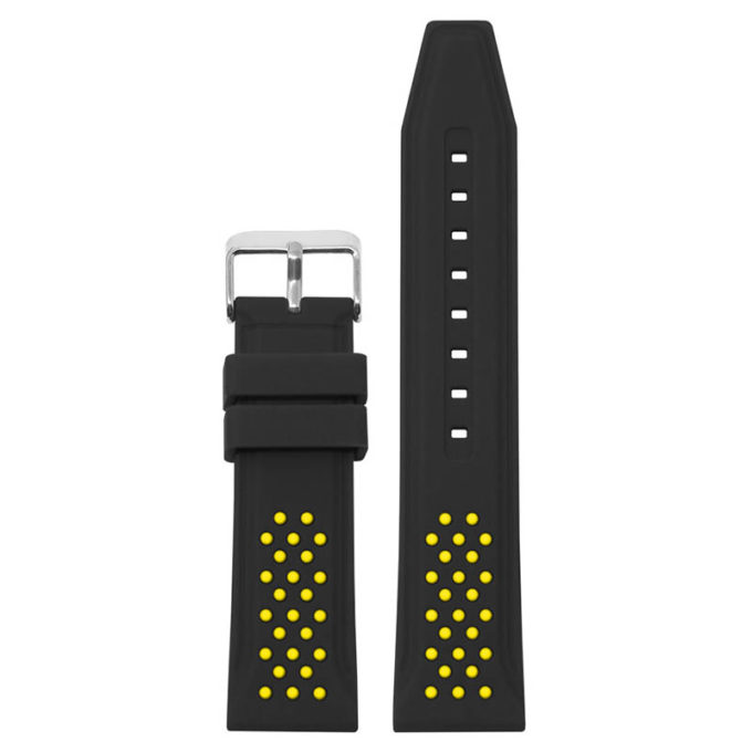 pu17.1.10 Main Black Yellow StrapsCo Contrasting Perforated Silicone Rubber Watch Band Quick Release Strap