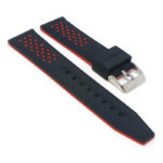 pu17.1.6 Angle Black Red StrapsCo Contrasting Perforated Silicone Rubber Watch Band Quick Release Strap