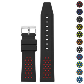 pu17.1.6 Gallery Black Red StrapsCo Contrasting Perforated Silicone Rubber Watch Band Quick Release Strap