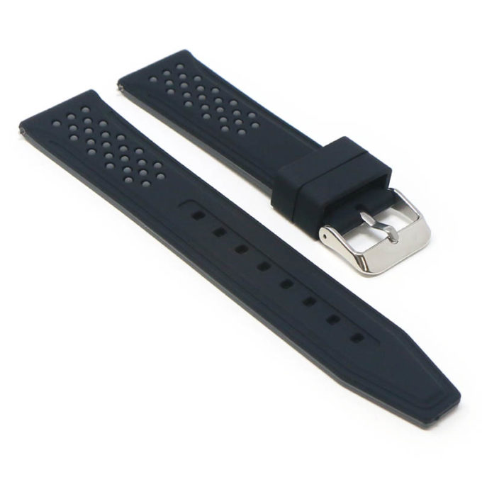 pu17.1.7 Angle Black Grey StrapsCo Contrasting Perforated Silicone Rubber Watch Band Quick Release Strap