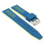 pu17.5.10 Angle Blue Yellow StrapsCo Contrasting Perforated Silicone Rubber Watch Band Quick Release Strap