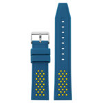 pu17.5.10 Main Blue Yellow StrapsCo Contrasting Perforated Silicone Rubber Watch Band Quick Release Strap