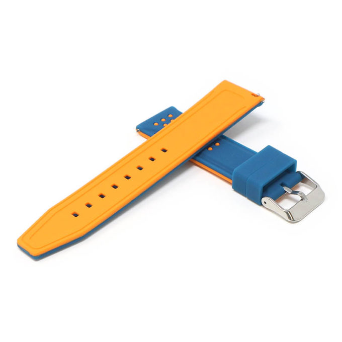 pu17.5.12 Cross Blue Orange StrapsCo Contrasting Perforated Silicone Rubber Watch Band Quick Release Strap