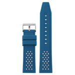 pu17.5.22 Main Blue White StrapsCo Contrasting Perforated Silicone Rubber Watch Band Quick Release Strap