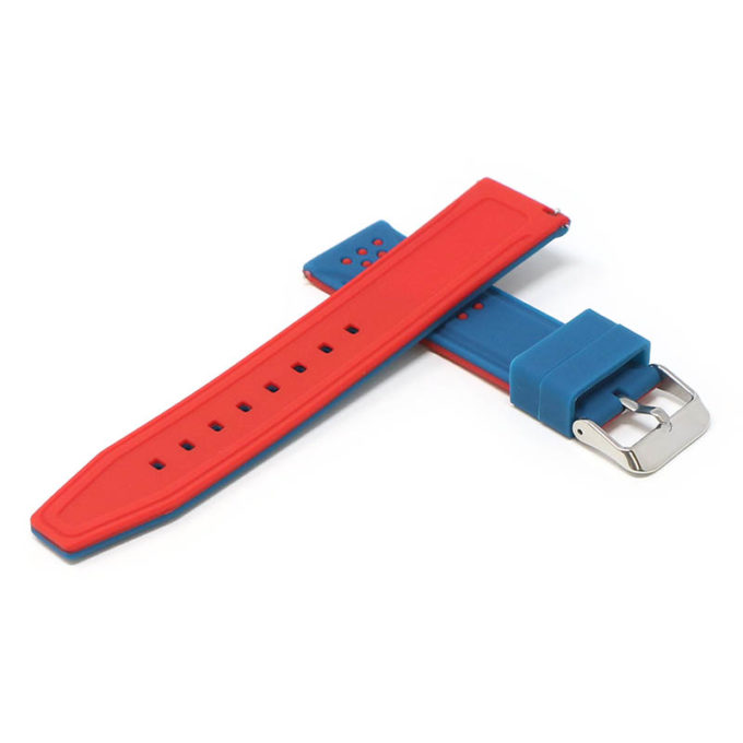 pu17.5.6 Cross Blue Red StrapsCo Contrasting Perforated Silicone Rubber Watch Band Quick Release Strap