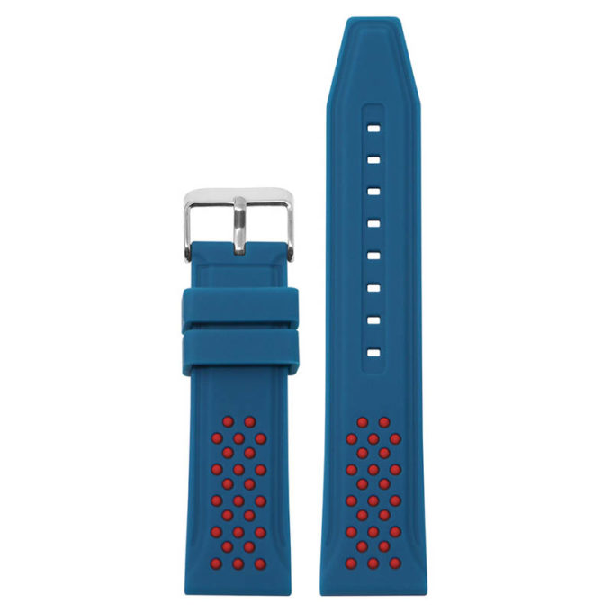 pu17.5.6 Main Blue Red StrapsCo Contrasting Perforated Silicone Rubber Watch Band Quick Release Strap