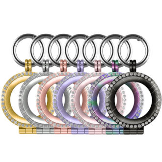 a.at10 All Color StrapsCo Stainless Steel Bedazzled Keyring Apple AirTag Holder Protective Case