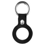 a.at11.1 Main Black StrapsCo Leather Keyring Apple AirTag Holder Protective Case