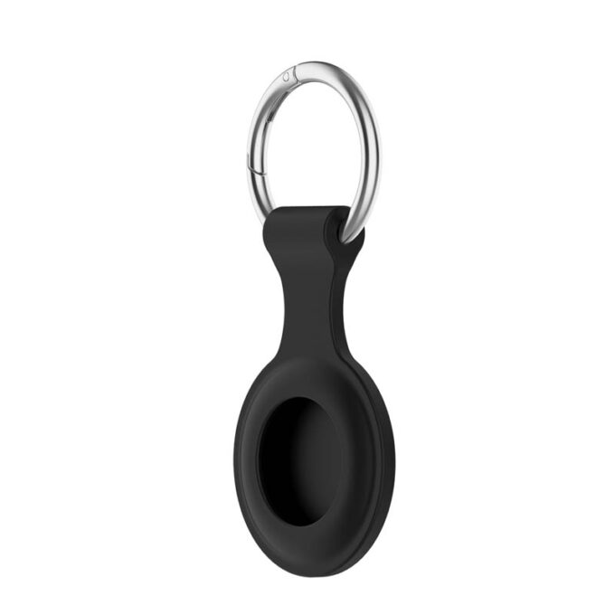 a.at12.1 Angle Black StrapsCo Rubber Keychain Apple AirTag Holder Protective Case