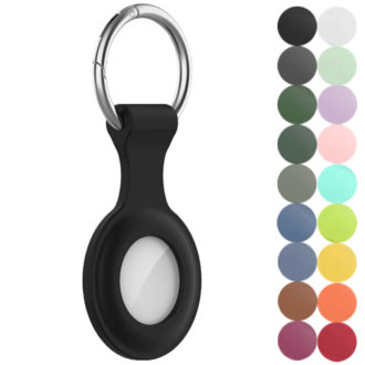 a.at12.1 Gallery Black StrapsCo Rubber Keychain Apple AirTag Holder Protective Case