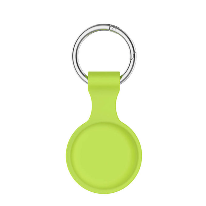 a.at12.11b Back Lime Green StrapsCo Rubber Keychain Apple AirTag Holder Protective Case