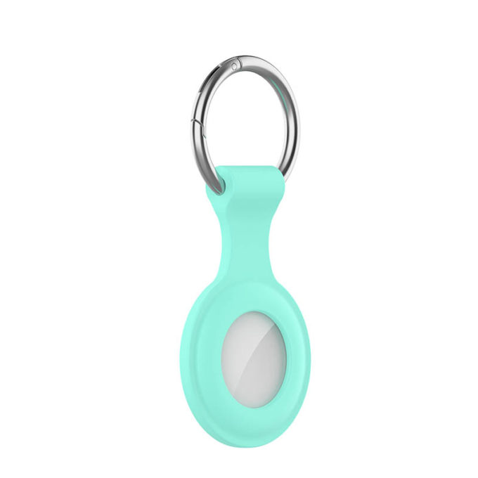 a.at12.11c Main Pale Turquoise StrapsCo Rubber Keychain Apple AirTag Holder Protective Case