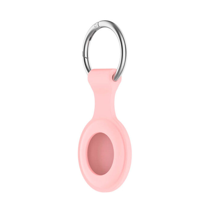 a.at12.13 Angle Baby Pink StrapsCo Rubber Keychain Apple AirTag Holder Protective Case