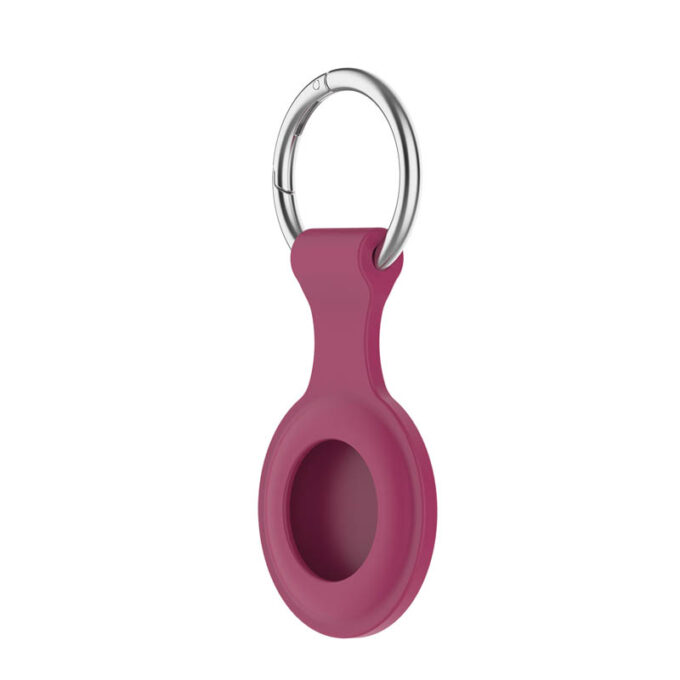 a.at12.6a Angle Wine Red StrapsCo Rubber Keychain Apple AirTag Holder Protective Case