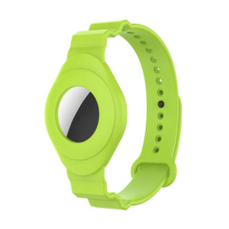 a.at3 .11 Front Lime Green StrapsCo Silicone Rubber Wrist Strap Band Apple AirTag Holder Protective Case