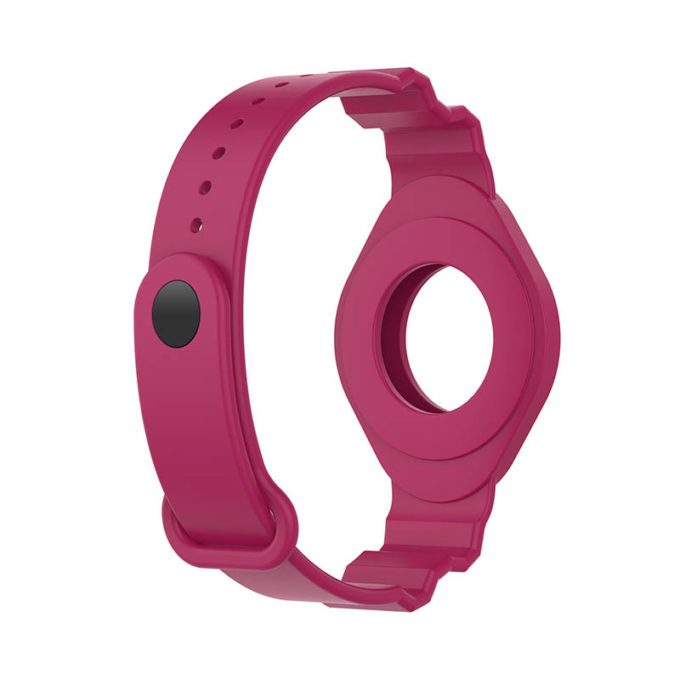 a.at3 .6 Back Raspberry Red StrapsCo Silicone Rubber Wrist Strap Band Apple AirTag Holder Protective Case