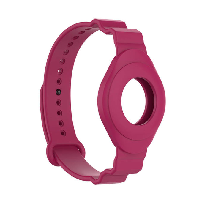 a.at3 .6 Main Raspberry Red StrapsCo Silicone Rubber Wrist Strap Band Apple AirTag Holder Protective Case