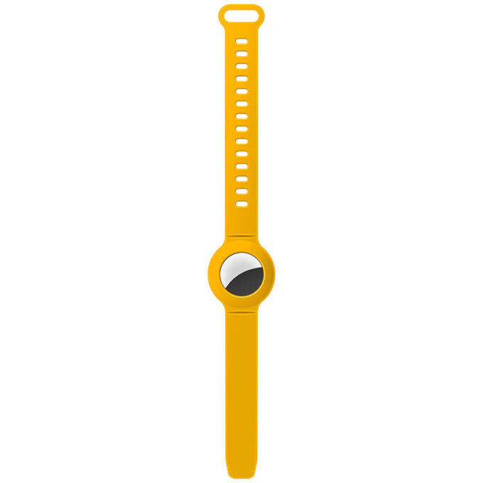 a.at6 .10 Up Yellow StrapsCo Silicone Rubber Wrist Band Strap Apple AirTag Holder Protective Case