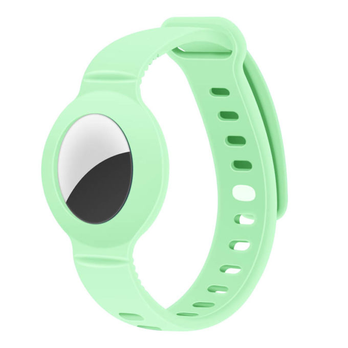 a.at6 .11a Main Mint Green StrapsCo Silicone Rubber Wrist Band Strap Apple AirTag Holder Protective Case