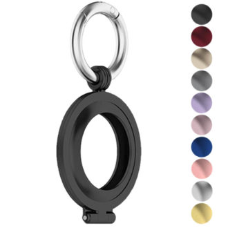 A.at7.mb Gallery Black StrapsCo Stainless Steel Keyring Apple AirTag Holder Protective Case