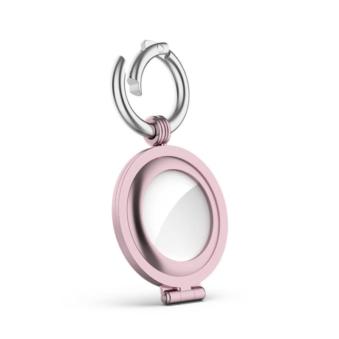 a.at7 .pg Angle Pink Gold StrapsCo Stainless Steel Keyring Apple AirTag Holder Protective Case