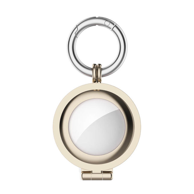 a.at7 .tg Front Retro Gold StrapsCo Stainless Steel Keyring Apple AirTag Holder Protective Case