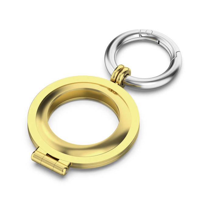 a.at7 .yg Alt Yellow Gold StrapsCo Stainless Steel Keyring Apple AirTag Holder Protective Case