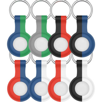 A.at8 All Color (No Logo) StrapsCo Rubber Bicolor Keyring Apple AirTag Holder Protective Case