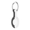 A.at8.1.22 Angle Front Black & White (No Logo) StrapsCo Rubber Bicolor Keyring Apple AirTag Holder Protective Case