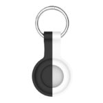a.at8 .1.22 Front Black White StrapsCo Rubber Bicolor Keyring Apple AirTag Holder Protective Case