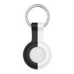 A.at8.1.22 Main Black & White (No Logo) StrapsCo Rubber Bicolor Keyring Apple AirTag Holder Protective Case
