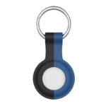 A.at8.1.5 Main Black & Blue (No Logo) StrapsCo Rubber Bicolor Keyring Apple AirTag Holder Protective Case