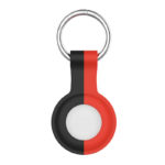 A.at8.1.6 Main Black & Red (No Logo) StrapsCo Rubber Bicolor Keyring Apple AirTag Holder Protective Case