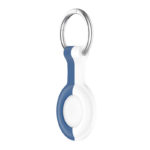 A.at8.5.22 Angle Front Blue & White (No Logo) StrapsCo Rubber Bicolor Keyring Apple AirTag Holder Protective Case